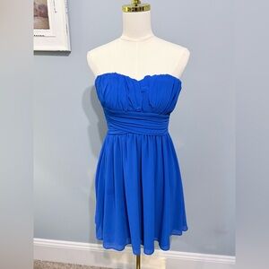 Sequin Hearts Vintage Vibrant Blue Strapless Dress